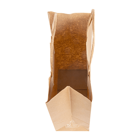 Sac papier avec poignée ficelle 20 + 10 x 29 cm neutre KRAFT 100% recyclé - carton de 250 unités