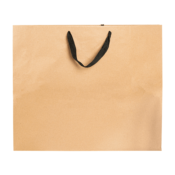 Sac boutique kraft avec poignée en coton noir 52+10x42 cm -  carton de 50 unités