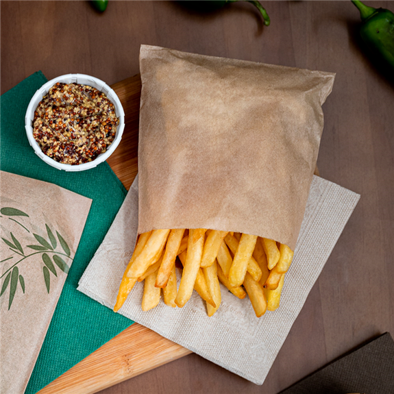 Sachet à frites Neutre kraft 12 x 12 cm - pack de 1000 unités