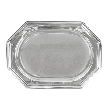 Plateau argenté octogonale ovale en PET 24.5x34.5 cm - Pack de 5 unités