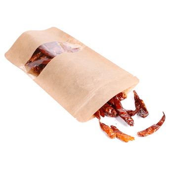 Sachet kraft DOYPACK 450 ml avec auto-fermeture et fenêtre 13 + 3.5 x 22.5 cm - carton de 500 unités