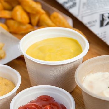 Pot à sauce en cellulose naturelle fibre de canne à sucre  - Blanc - 140 ml - carton de 1000 unités