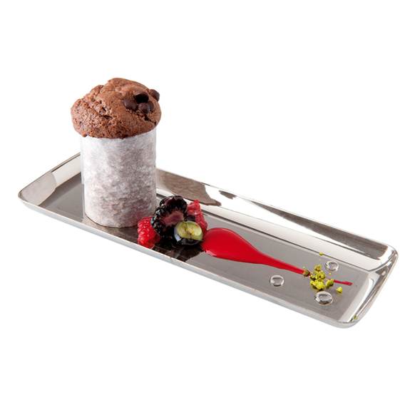 Mini plateau ligne métallisée argent - 19x6.5x1.2cm - carton de 500 unités