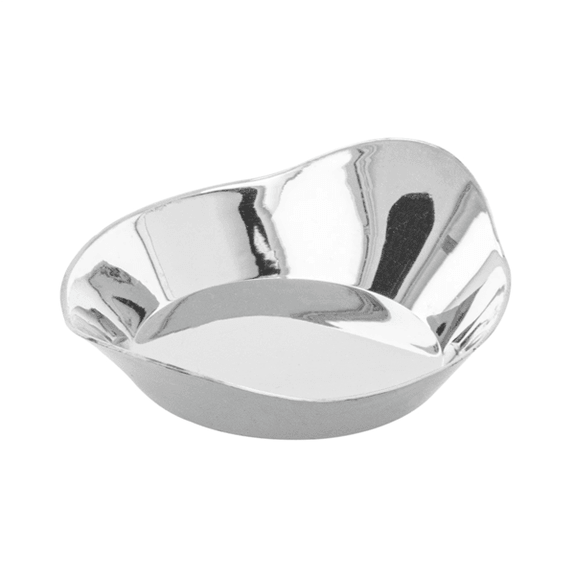 Mini assiette avec anse ligne métallisée argent - 30 ml - carton de 500 unités