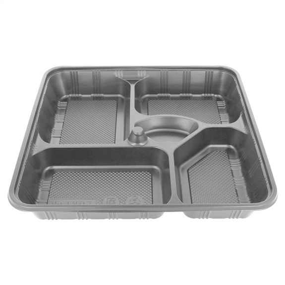 COFFRETS À EMPORTER 5 COMPART. 27,8x27,6x5 CM NOIR PP (200 UNITÉ)