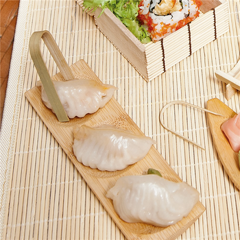 Mini assiette rectangulaire en bambou avec 3 emplacements 18x5.5 cm - pack de 12 unités