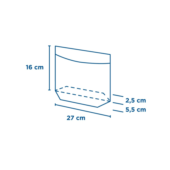 Sachet Blanc avec base large et fenêtre 27x16x5.5/2.5 cm  - pack de 100 unités