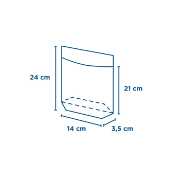 Sachet Blanc avec base large et fenêtre 14x24/21x3.5 cm  - pack de 100 unités