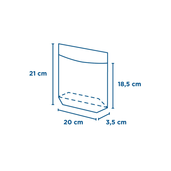 Sachet Kraft autoadhésif avec base large et fenêtre 20x21/18.5x3.5 cm  - pack de 100 unités