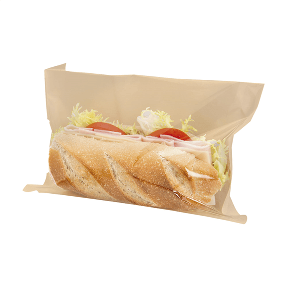 Sachet kraft naturel avec grande fenêtre transparente 21x16/14 cm  - pack de 500 unités