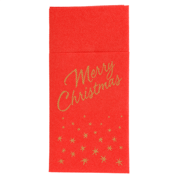 Serviette soft kangourou MERRY CHRISTMAS ROUGE 40x40 cm - Carton de 700 unités