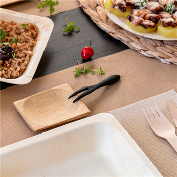 Fourchette NOIR en bambou 9 cm - pack de 50 unités