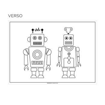 Set de table à colorier 2 faces- modèle Robots - 31x43 cm - Carton de 1000 unités