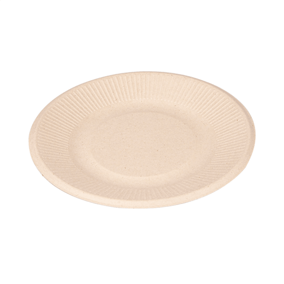 Assiette en cellulose naturelle fibre de canne à sucre -Naturel - 21 cm - carton de 1000 unités