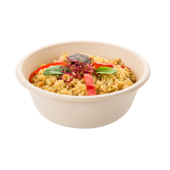 Saladier rond en cellulose naturelle fibre de canne à sucre  -Naturel - 500 ml - carton de 500 unités