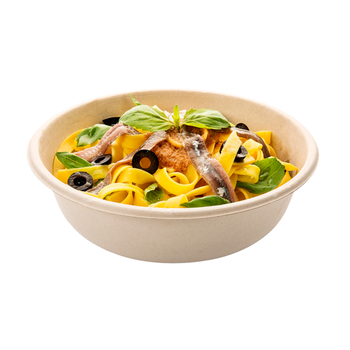 Saladier rond en cellulose naturelle fibre de canne à sucre  -Naturel - 950 ml - carton de 500 unités