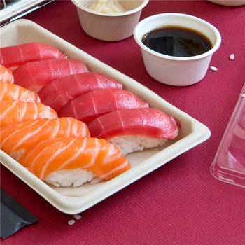 Sushi Box en cellulose naturelle fibre de canne à sucre  -Naturel - 16.5x11.5cm - carton de 1000 unités