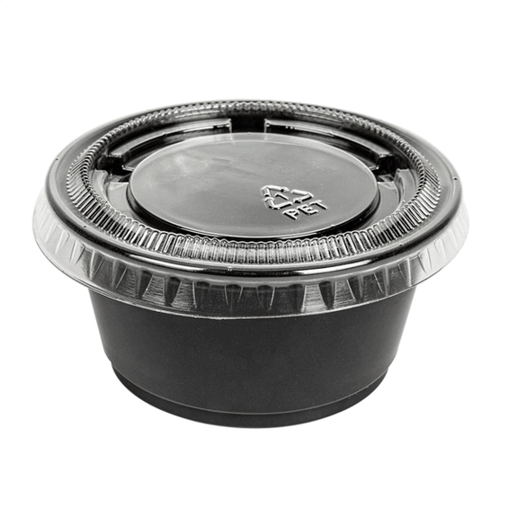 Pots NOIRS et couvercles transparents 60 ml - Pack de 1200 sets