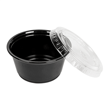 Pots NOIRS et couvercles transparents 60 ml - Pack de 1200 sets