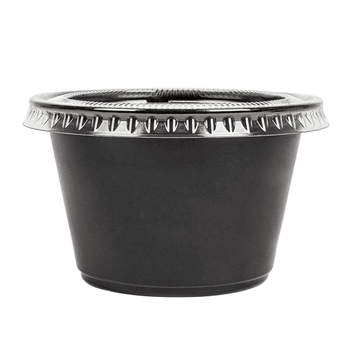 Pots NOIRS et couvercles transparents 120 ml - Pack de 1200 sets