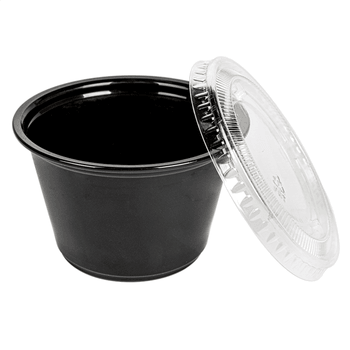 Pots NOIRS et couvercles transparents 120 ml - Pack de 1200 sets