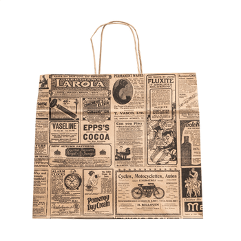 Sac traiteur poignée ficelle 32 + 21 x 28.5 cm Times - carton de 250 unités