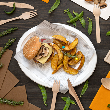 Assiette ovale en cellulose naturelle fibre de canne à sucre - Blanc - 31.8x25.5x2.2 cm - carton de 600 unités