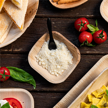 Assiette carré en feuille de palmier 10x10x2.5 cm - carton de 200 unités