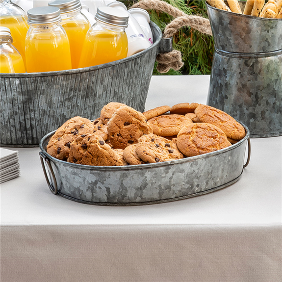 Corbeille ovale en acier galvanisé pour frites ou autres - 25.5x20.5x5 (h)cm