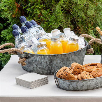 Corbeille ronde en acier galvanisé avec anses en corde - 35.5x11 (h)cm