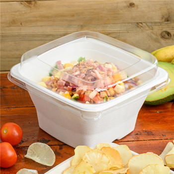 Couvercle haut en PET pour Saladier carré BIONIC - carton de 400 unités