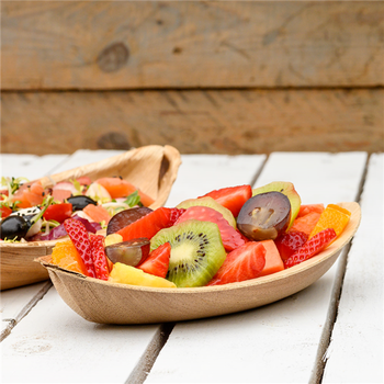 Barquette Canoë ovale en feuille de palmier 21x11x4(h) cm - carton de 200 unités