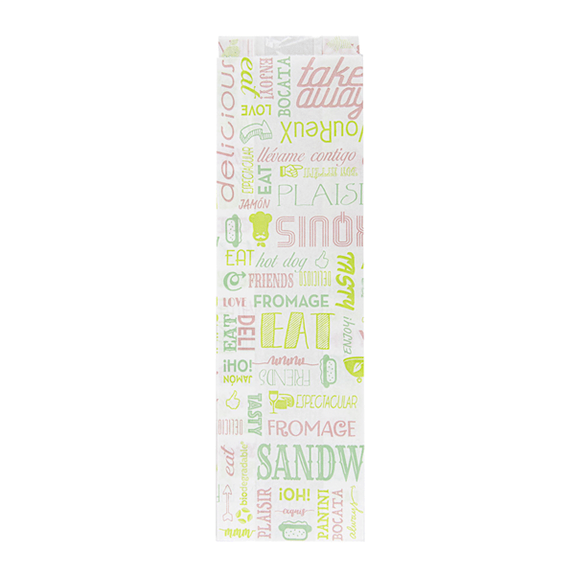 Sac sandwich avec fenêtre centrale biodégradable Parole 9 + 4 x 30 cm - pack de 250 unités