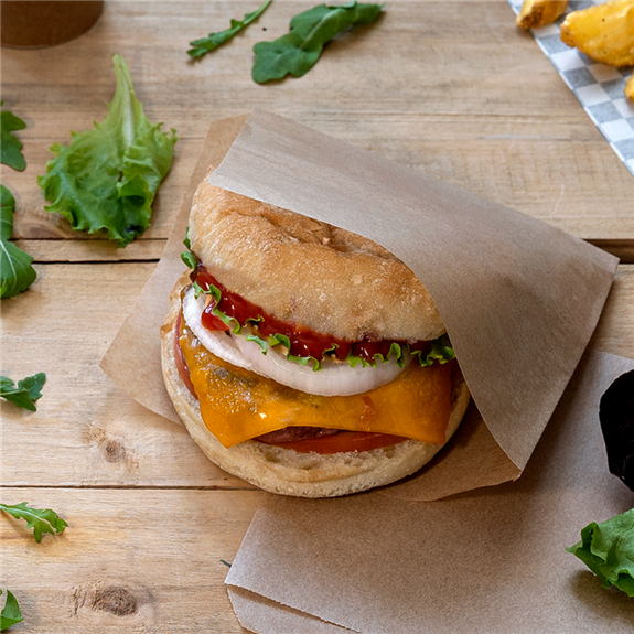 Sac burger Neutre kraft ouvert sur 2 côtés 13 x 14 cm - pack de 1000 unités