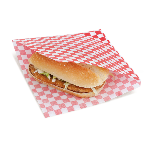Sac burger Vichy Rouge ouvert sur 2 côtés 13 x 14 cm - pack de 1000 unités