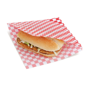 Sac burger Vichy Rouge ouvert sur 2 côtés 13 x 14 cm - pack de 1000 unités