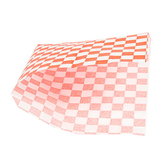 Sac burger Vichy Rouge ouvert sur 2 côtés 13 x 14 cm - pack de 1000 unités