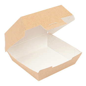 Coque burger standard en carton nano-micro KRAFT 13x12.5x6.2 cm - paquet de 50 unités