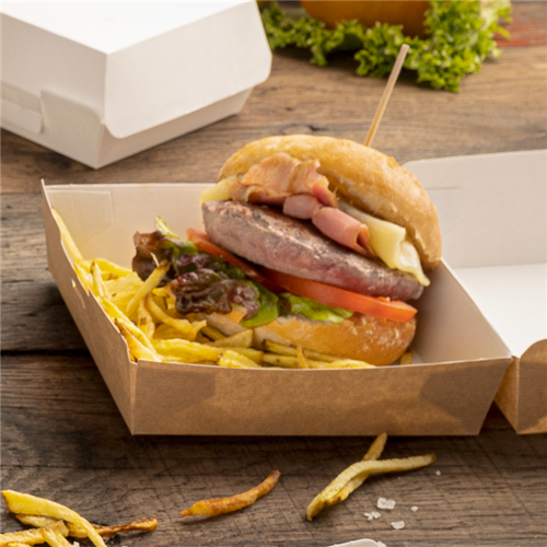 Coque burger large en carton nano-micro KRAFT 14x13.7x6.1 cm - paquet de 50 unités