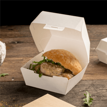 Coque burger large haute en carton nano-micro BLANCHE 14.4x13.6x9.2 cm - carton de 500 unités