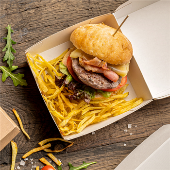 Coque burger extra large en carton nano-micro KRAFT 17.8x16.8x7.8 cm - carton de 300 unités