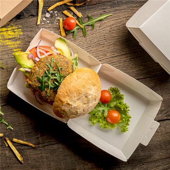 Coque burger extra large en carton nano-micro BLANCHE 17.8x16.8x7.8 cm - carton de 300 unités