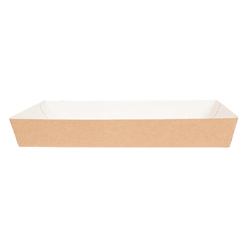 Plateau repas en carton nano-micro kraft recyclé 25.5x18x3.7 cm  - carton de 130 unités