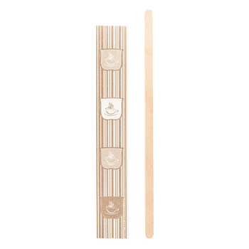 Agitateur a café en bois  en sachet individuel kraft ouvert 0.6x14 cm - paquet de 100 unités