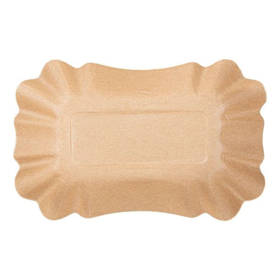 Plateau en carton ovale kraft pâtisseries & fast-foods 14 x 9 x 3 cm - pack de 2000 unités