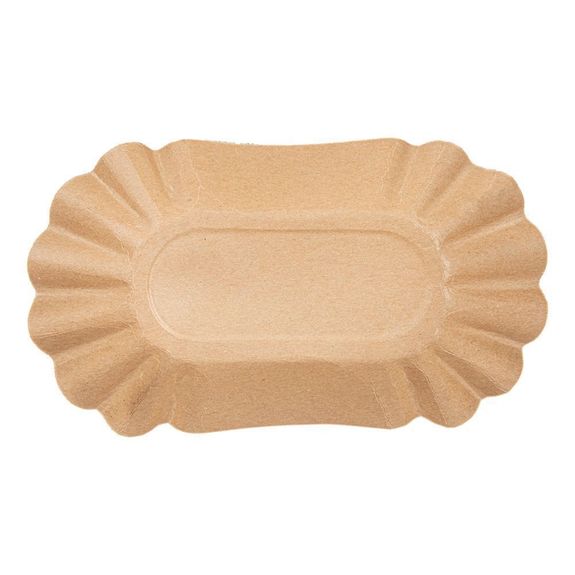 Plateau en carton ovale kraft pâtisseries & fast-foods 17.5 x10.5 x 3 cm - pack de 2000 unités