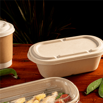 Couvercle pour lunch box 1000 ml  - Bagasse - 22.6 x 13.4 x 1.4 cm - carton de 500 unités