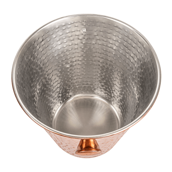 Seau à champagne martelé avec anses couleur cuivre - Diamètre  22.2 x 20 cm