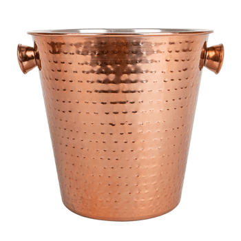 Seau à champagne martelé avec anses couleur cuivre - Diamètre  22.2 x 20 cm