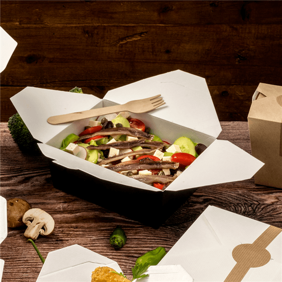 Boîte américaine étanche en carton nano-micro Noire 1350 ml - carton de 300 unités